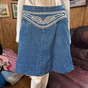 Vintage Embroidered Denim Skirt